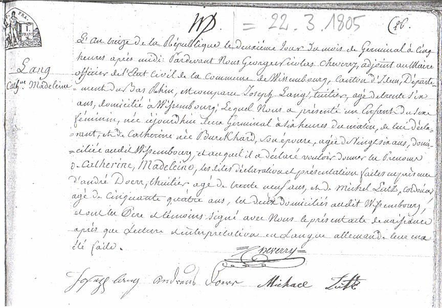 acte de naissance exemple