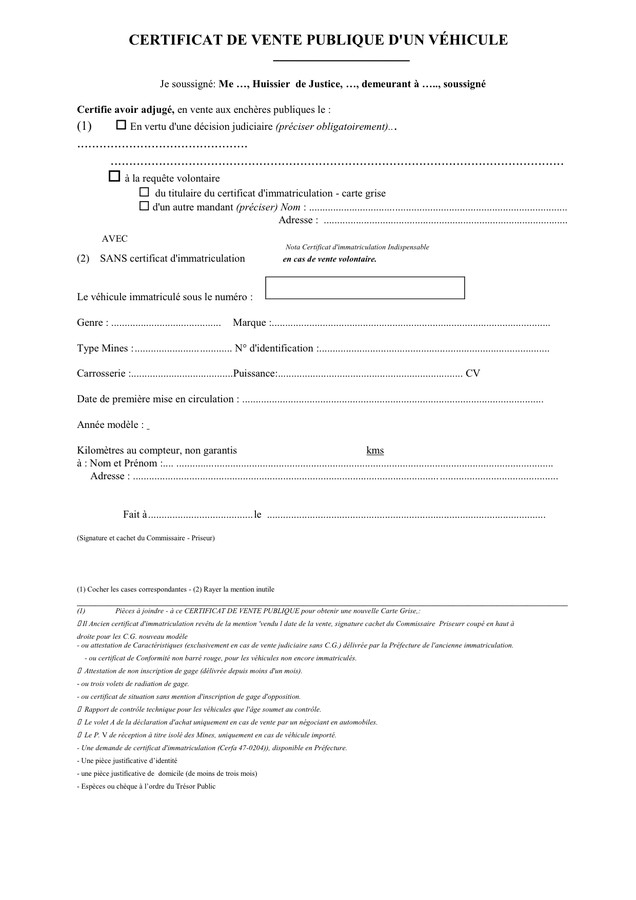 annulation vente vehicule