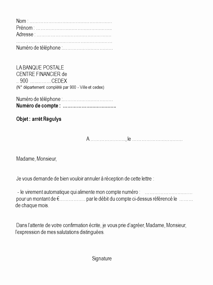 arreter prelevement automatique banque postale