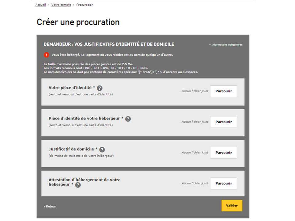 attestaion de domicile