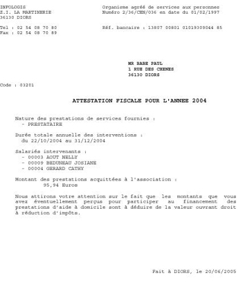 attestaion de domicile