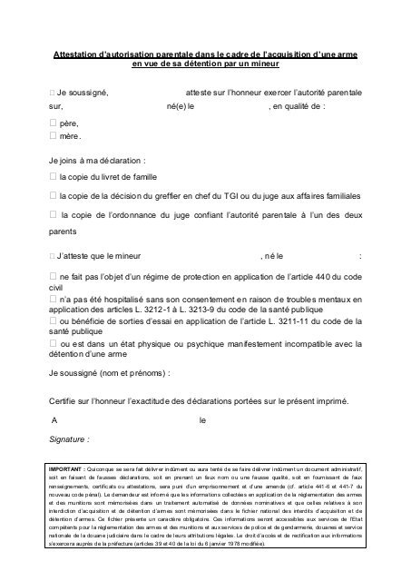 attestation autorite parentale modele