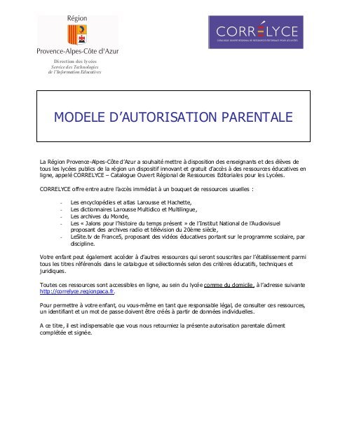 attestation d autorisation
