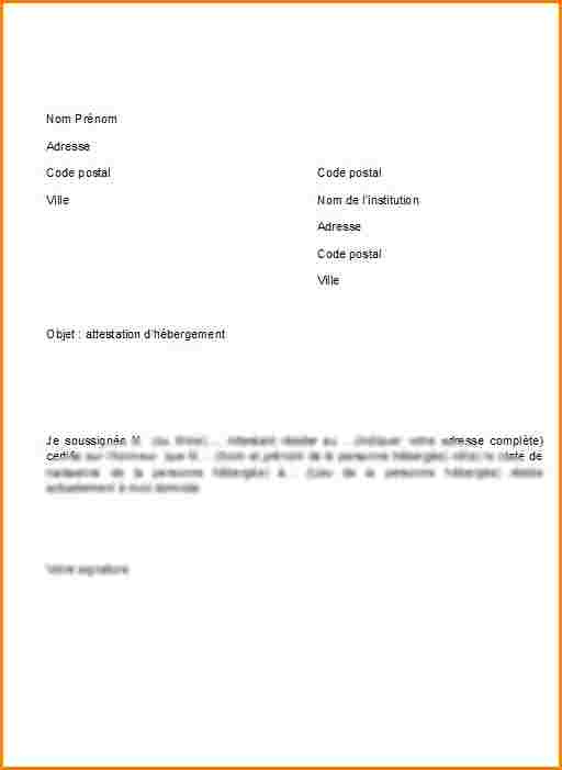 attestation d'hebergement exemple