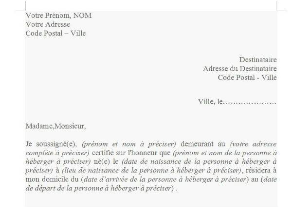 attestation d hebergement gracieux