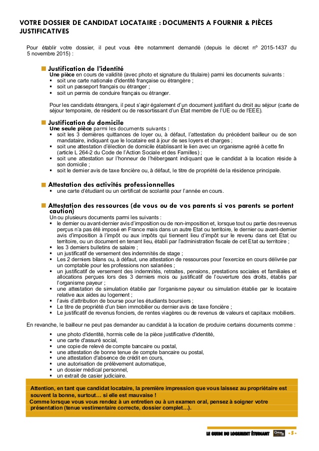 attestation de depart d'un logement