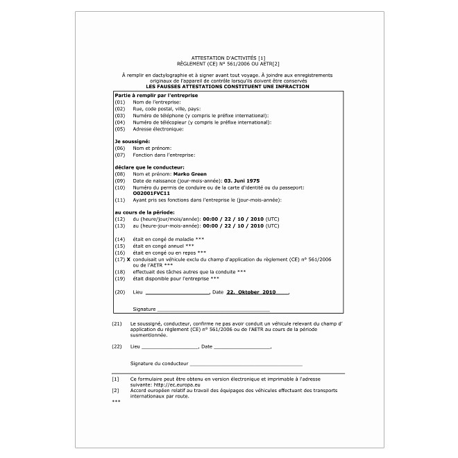 attestation de non activite