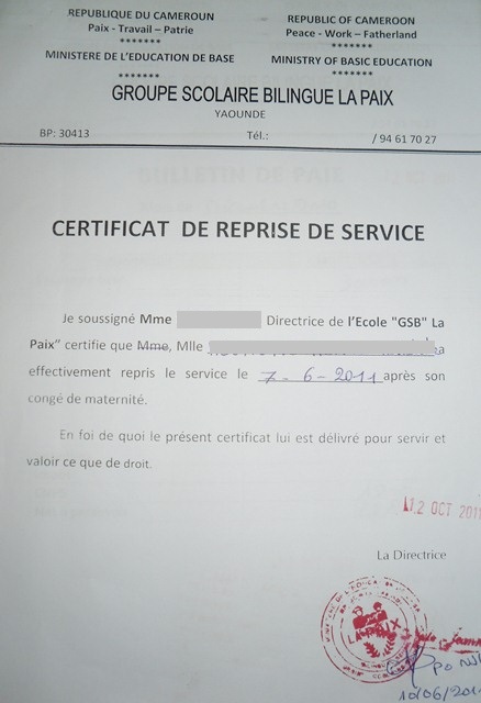 attestation de non activite