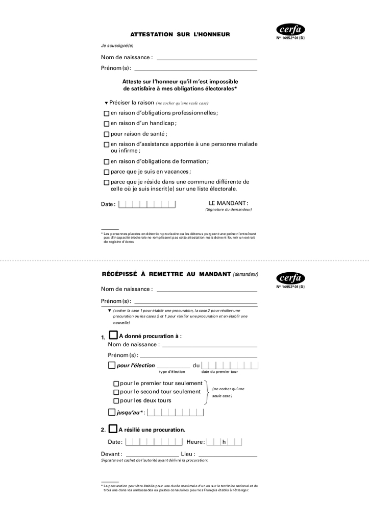attestation de procuration