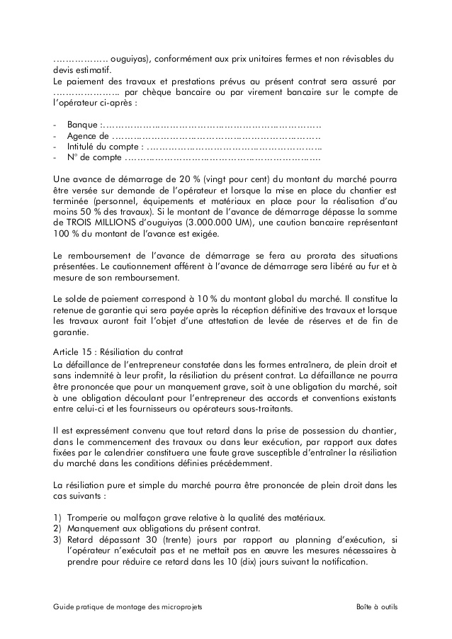 attestation de realisation de contrat