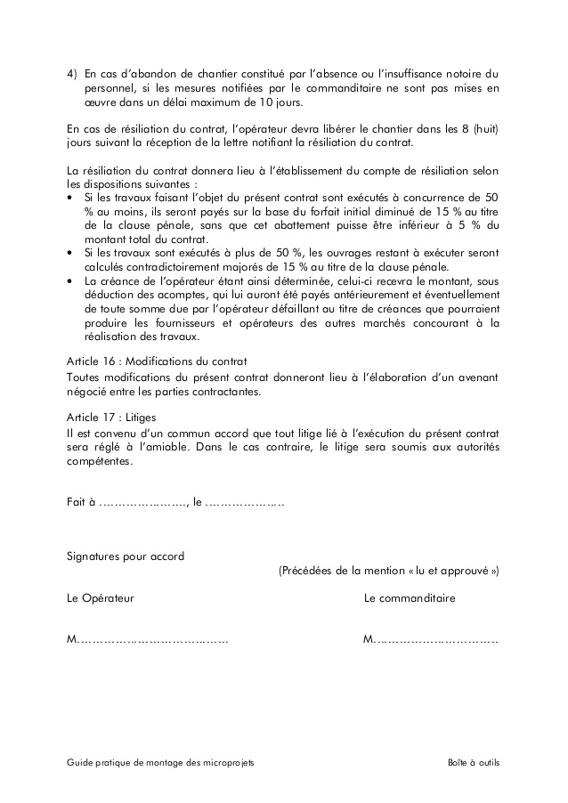 attestation de realisation de contrat