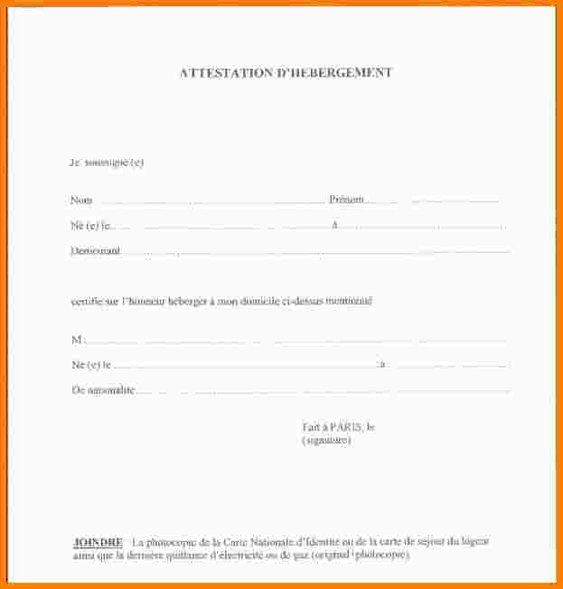 attestation dhebergement