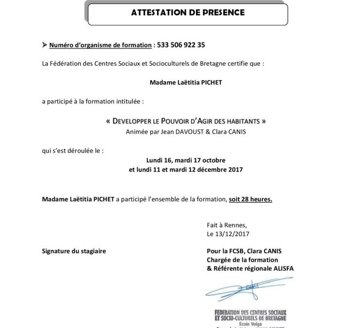attestation pouvoir
