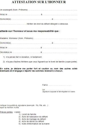 attestation sur l'honneur de concubinage modele