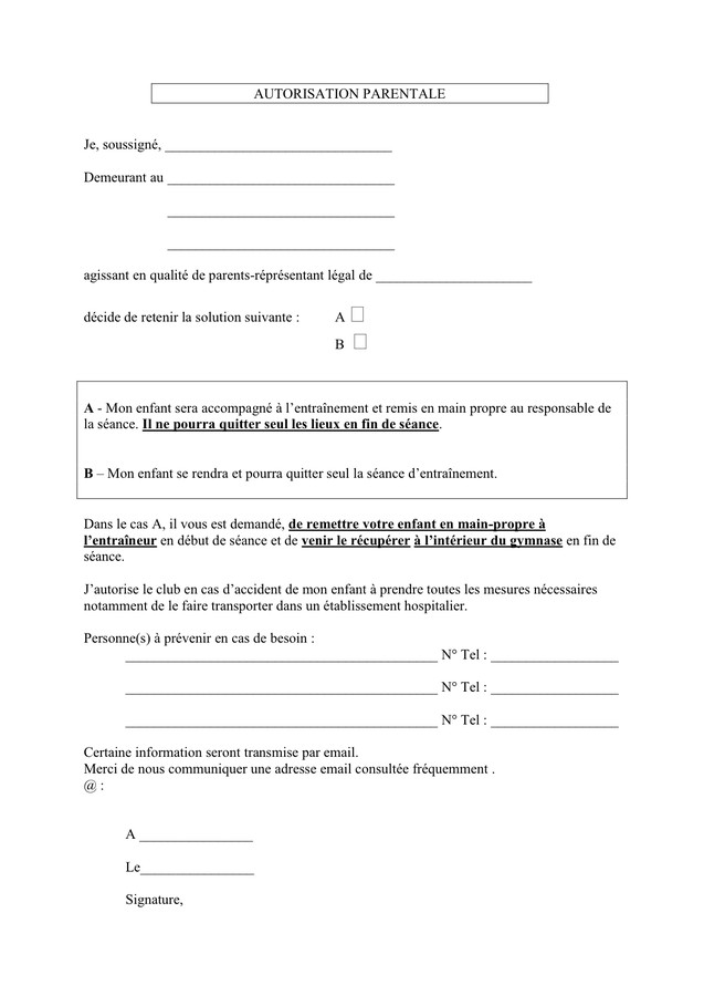 autorisation exemple