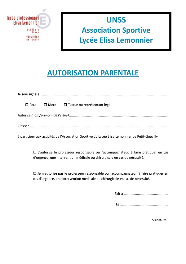 autorisation parentale de sortie