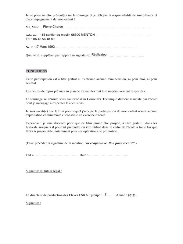 autorisation parentale de travail