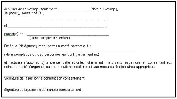 autorisation parentale exemple