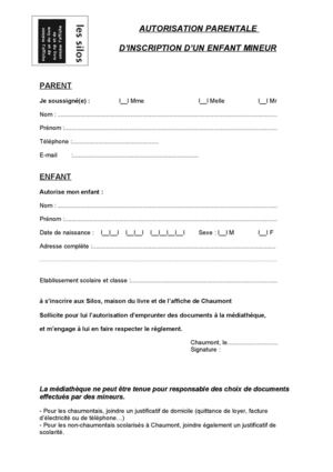 autorisation parentale gratuite