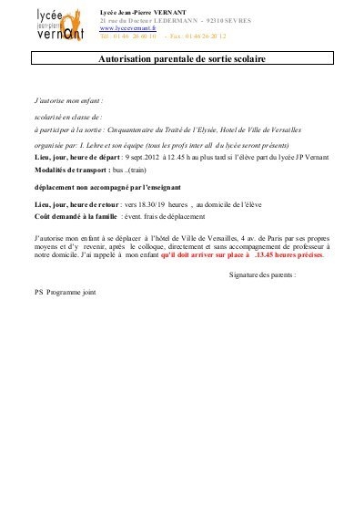 autorisation parentale sortie scolaire primaire