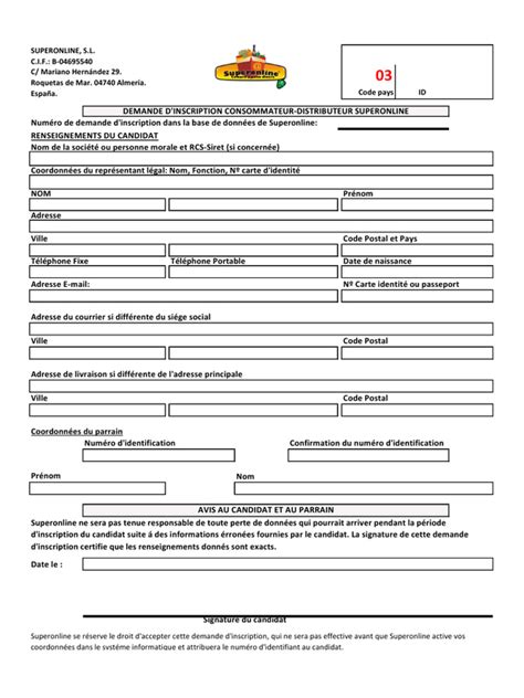 avis d'inscription modele a