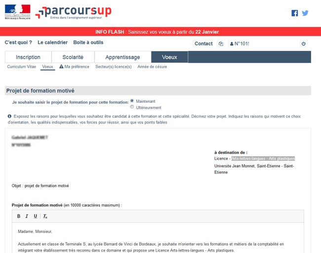 avis d'inscription modele a