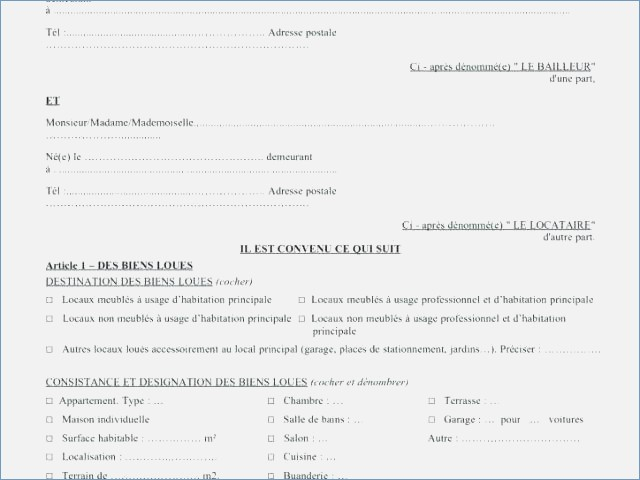 bail de location de garage gratuit a imprimer