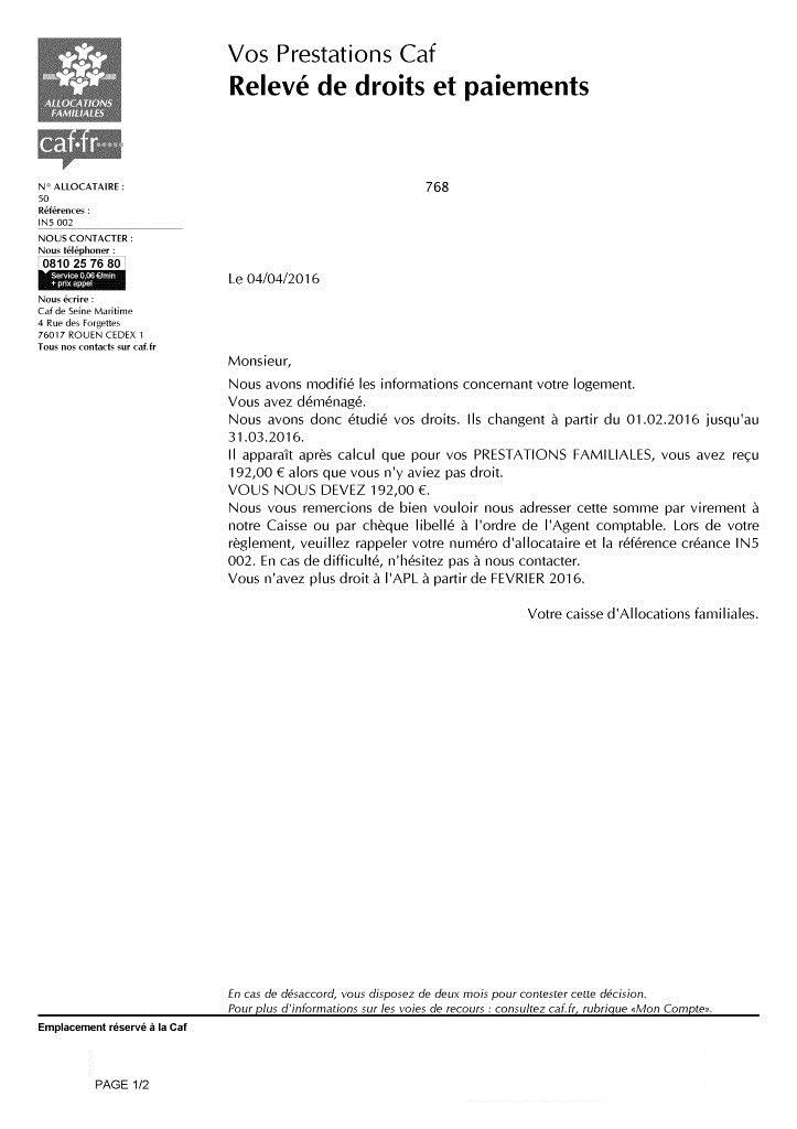 caf demande de remboursement
