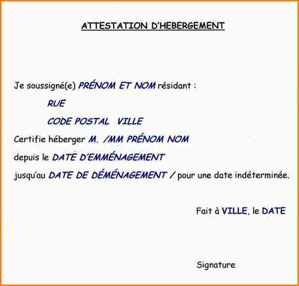 certificat d hebergement titre gratuit