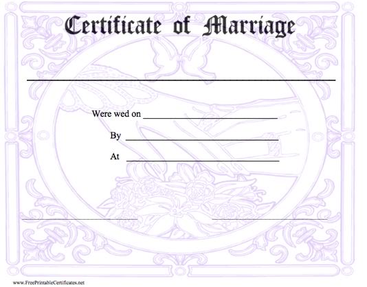 certificat de mariage vierge