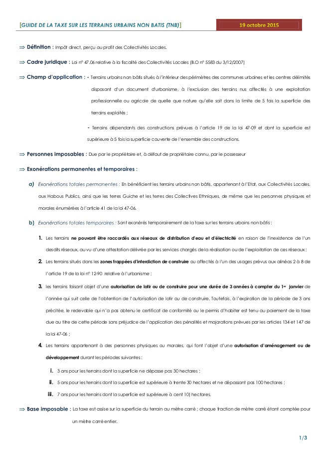 certificat de non imposition maroc