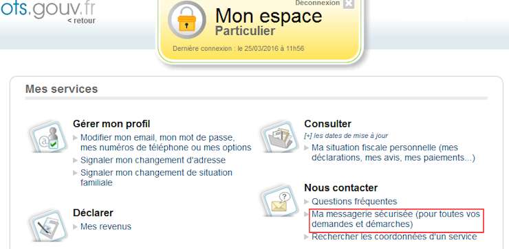changement adress impots