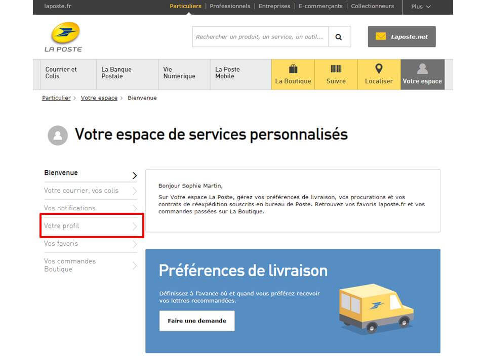 changement adresse courrier la poste