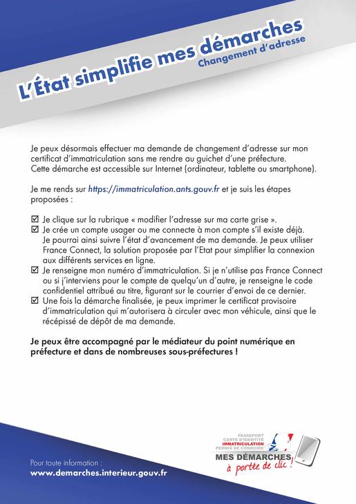 changement adresse prefecture