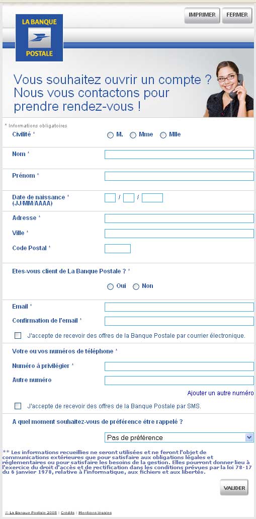 changement d'adresse banque postale