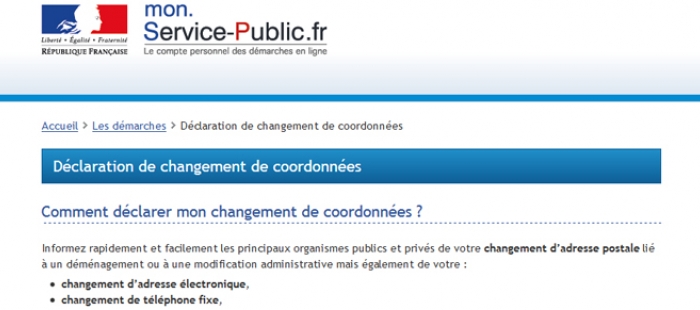 changement d'adresse organisme