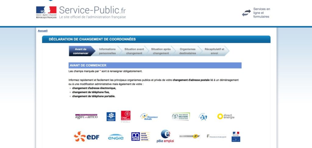 changement d'adresse organisme