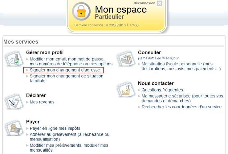 changement d'adresse organisme
