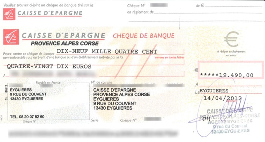 cheque modele