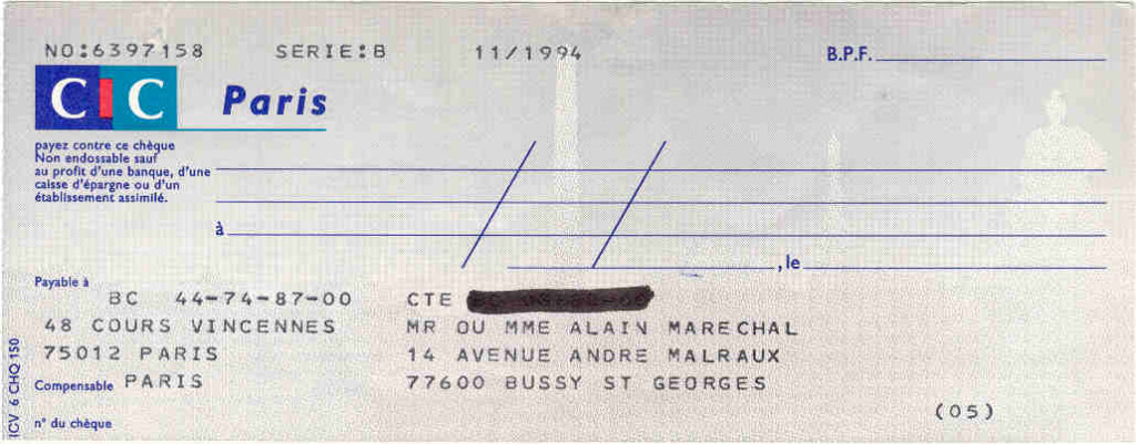 cheque modele