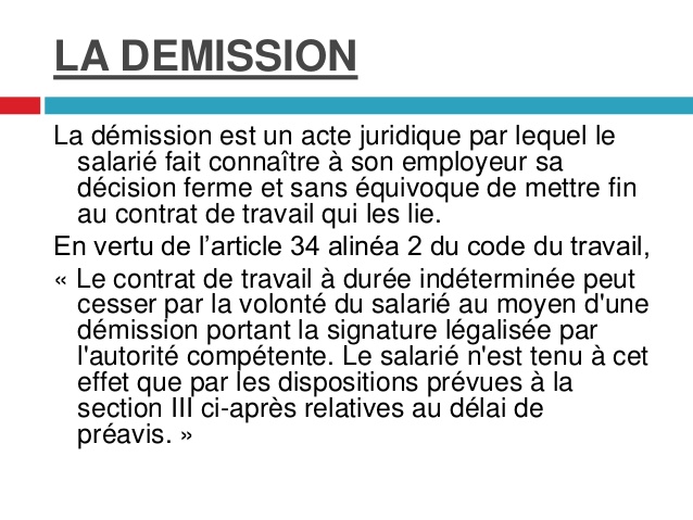 code de travail marocain demission