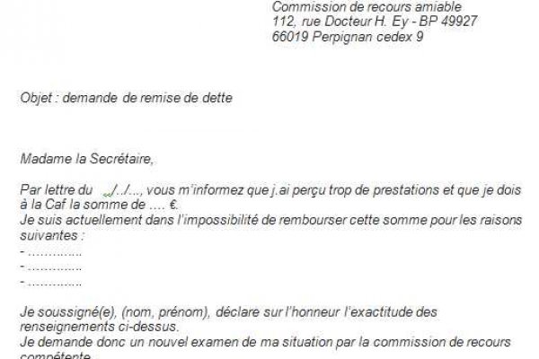 comment ecrire une lettre de remise de dette