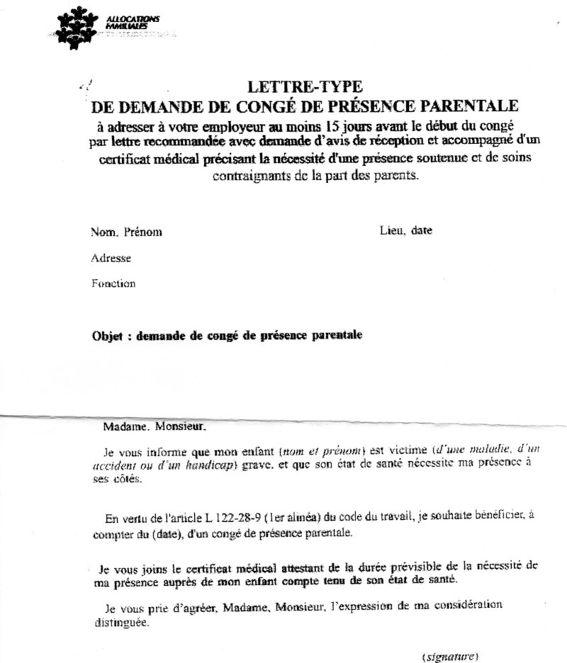 comment faire une demande de conge parental