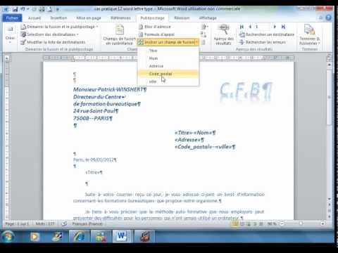 comment faire une lettre type sur word
