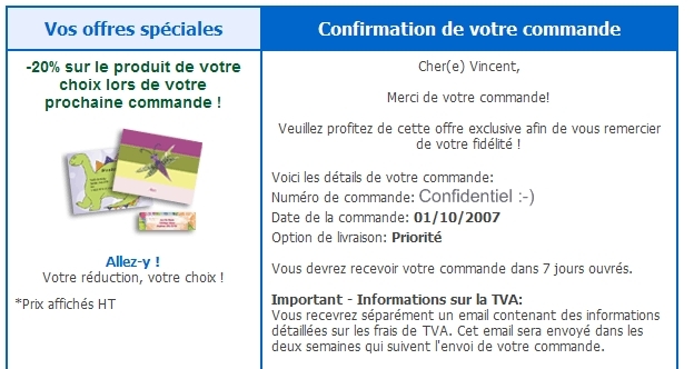 confirmation de commande modele