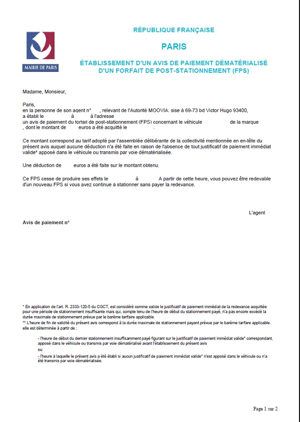 contestation amende stationnement ticket