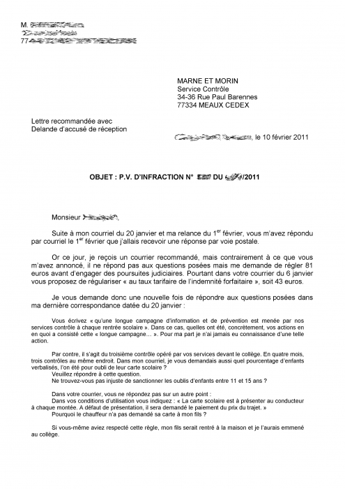contestation pv stationnement lettre type