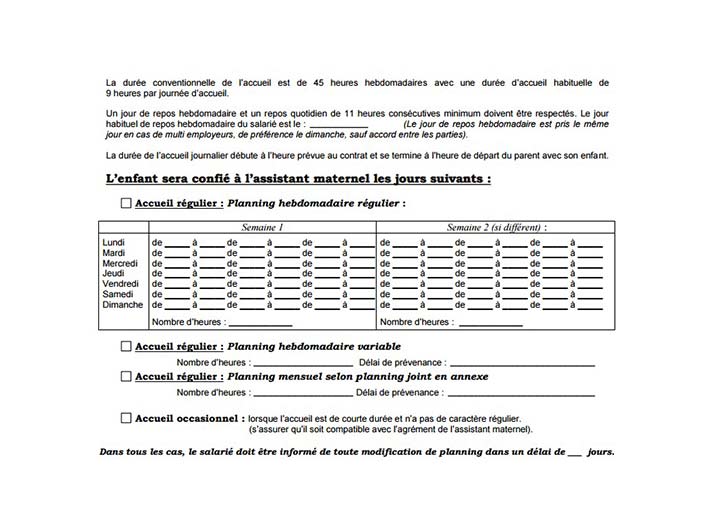 contrat assistante maternel