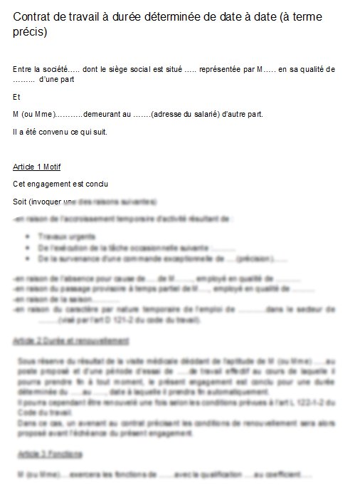 contrat cdd modele