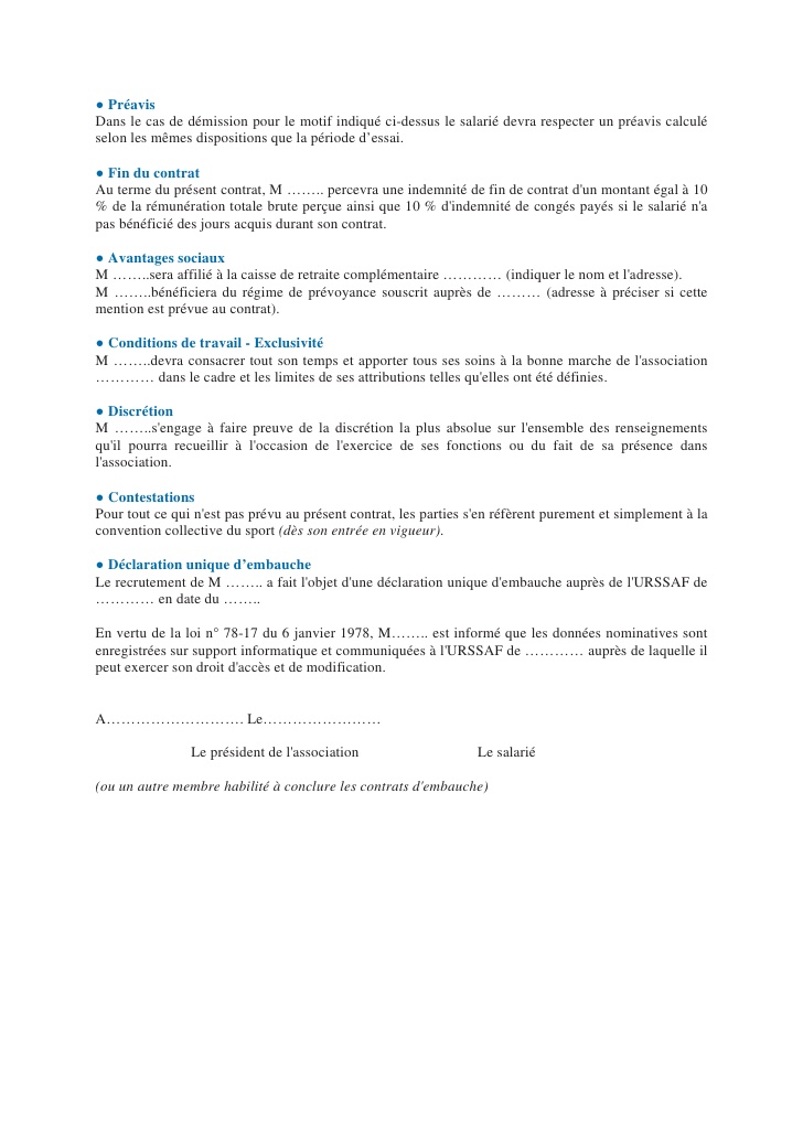 contrat cdd modele